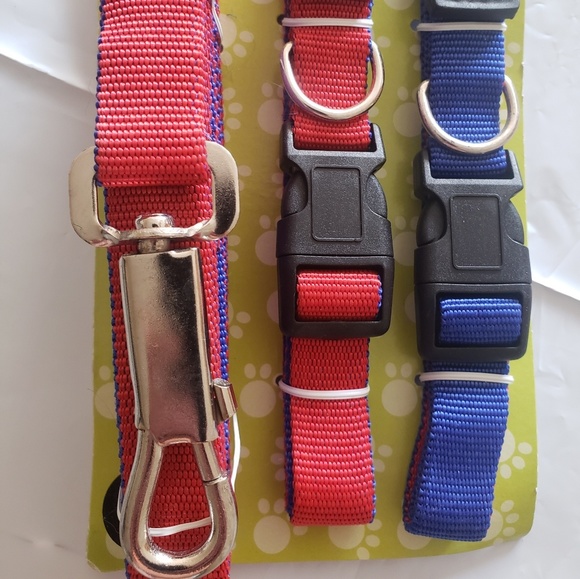 Dual-Colored Nylon Leash and Collars Set. - Picture 2 of 8